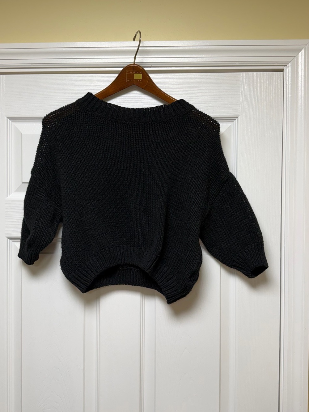 SHEIN Black Oversized Cropped Knit Pullover